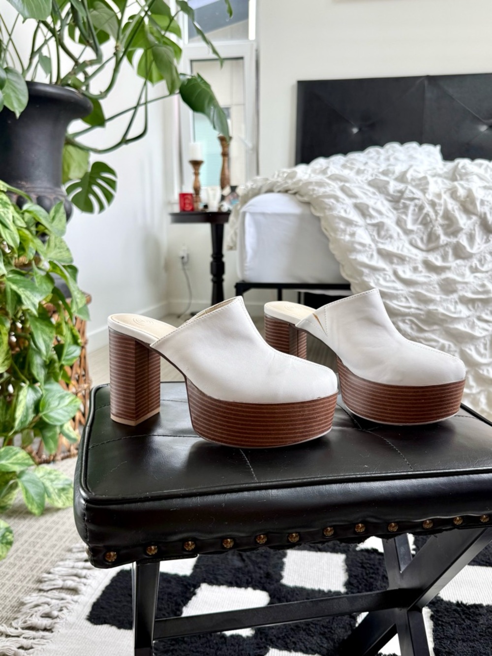 Urban Outfitters UO Ellie Platform Wooden Heel Clogs